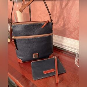 Dooney & Bourke Crossbody/Shoulder Bag in Midnight Blue, w/ Matching Wristlet